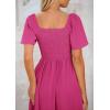 image:imagePRETTYGARDEN Summer Dress for Women 2026 Casual Short Sleeve Bow Tie V Neck Ruffle Midi Flowy DressesRose Red