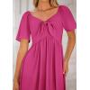 image:imagePRETTYGARDEN Summer Dress for Women 2026 Casual Short Sleeve Bow Tie V Neck Ruffle Midi Flowy DressesRose Red