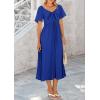 image:imagePRETTYGARDEN Summer Dress for Women 2026 Casual Short Sleeve Bow Tie V Neck Ruffle Midi Flowy DressesRoyal Blue