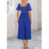 image:imagePRETTYGARDEN Summer Dress for Women 2026 Casual Short Sleeve Bow Tie V Neck Ruffle Midi Flowy DressesRoyal Blue