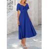 image:imagePRETTYGARDEN Summer Dress for Women 2026 Casual Short Sleeve Bow Tie V Neck Ruffle Midi Flowy DressesRoyal Blue