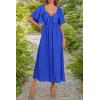 image:imagePRETTYGARDEN Summer Dress for Women 2026 Casual Short Sleeve Bow Tie V Neck Ruffle Midi Flowy DressesRoyal Blue