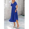 image:imagePRETTYGARDEN Summer Dress for Women 2026 Casual Short Sleeve Bow Tie V Neck Ruffle Midi Flowy DressesRoyal Blue