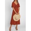 image:imagePRETTYGARDEN Summer Dress for Women 2026 Casual Short Sleeve Bow Tie V Neck Ruffle Midi Flowy DressesRust Red