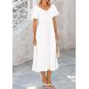 image:imagePRETTYGARDEN Summer Dress for Women 2026 Casual Short Sleeve Bow Tie V Neck Ruffle Midi Flowy DressesWhite