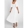 image:imagePRETTYGARDEN Summer Dress for Women 2026 Casual Short Sleeve Bow Tie V Neck Ruffle Midi Flowy DressesWhite