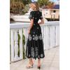 image:imagePRETTYGARDEN Summer Dresses for Women 2026 Floral Boho Maxi Spring Casual Short Sleeve V Neck Elastic Waist Dress PocketsBlack White Flower