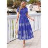 image:imagePRETTYGARDEN Summer Dresses for Women 2026 Floral Boho Maxi Spring Casual Short Sleeve V Neck Elastic Waist Dress PocketsRoyal Blue White Flower