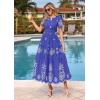 image:imagePRETTYGARDEN Summer Dresses for Women 2026 Floral Boho Maxi Spring Casual Short Sleeve V Neck Elastic Waist Dress PocketsRoyal Blue White Flower