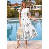 image:imagePRETTYGARDEN Summer Dresses for Women 2026 Floral Boho Maxi Spring Casual Short Sleeve V Neck Elastic Waist Dress PocketsWhite Black Flower