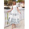 image:imagePRETTYGARDEN Summer Dresses for Women 2026 Floral Boho Maxi Spring Casual Short Sleeve V Neck Elastic Waist Dress PocketsWhite Blue Grey Flower