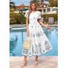 image:imagePRETTYGARDEN Summer Dresses for Women 2026 Floral Boho Maxi Spring Casual Short Sleeve V Neck Elastic Waist Dress PocketsWhite Blue Grey Flower