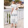 image:imagePRETTYGARDEN Summer Dresses for Women 2026 Floral Boho Maxi Spring Casual Short Sleeve V Neck Elastic Waist Dress PocketsWhite Blue Grey Flower