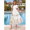 image:imagePRETTYGARDEN Summer Dresses for Women 2026 Floral Boho Maxi Spring Casual Short Sleeve V Neck Elastic Waist Dress PocketsWhite Khaki Flower