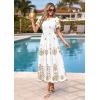 image:imagePRETTYGARDEN Summer Dresses for Women 2026 Floral Boho Maxi Spring Casual Short Sleeve V Neck Elastic Waist Dress PocketsWhite Khaki Flower
