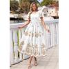 image:imagePRETTYGARDEN Summer Dresses for Women 2026 Floral Boho Maxi Spring Casual Short Sleeve V Neck Elastic Waist Dress PocketsWhite Khaki Flower