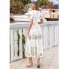image:imagePRETTYGARDEN Summer Dresses for Women 2026 Floral Boho Maxi Spring Casual Short Sleeve V Neck Elastic Waist Dress PocketsWhite Khaki Flower