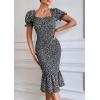 image:imagePRETTYGARDEN Summer Floral Bodycon Midi Dresses 2026 Puff Sleeve Mermaid Cocktail Baby Shower Photoshoot Maternity DressBlack