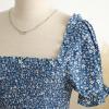 image:imagePRETTYGARDEN Summer Floral Bodycon Midi Dresses 2026 Puff Sleeve Mermaid Cocktail Baby Shower Photoshoot Maternity DressBlue
