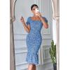 image:imagePRETTYGARDEN Summer Floral Bodycon Midi Dresses 2026 Puff Sleeve Mermaid Cocktail Baby Shower Photoshoot Maternity DressBlue