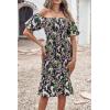image:imagePRETTYGARDEN Summer Floral Bodycon Midi Dresses 2026 Puff Sleeve Mermaid Cocktail Baby Shower Photoshoot Maternity DressFloral Black Green Red