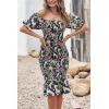 image:imagePRETTYGARDEN Summer Floral Bodycon Midi Dresses 2026 Puff Sleeve Mermaid Cocktail Baby Shower Photoshoot Maternity DressFloral Black Green Red