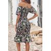 image:imagePRETTYGARDEN Summer Floral Bodycon Midi Dresses 2026 Puff Sleeve Mermaid Cocktail Baby Shower Photoshoot Maternity DressFloral Black Green Red