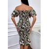 image:imagePRETTYGARDEN Summer Floral Bodycon Midi Dresses 2026 Puff Sleeve Mermaid Cocktail Baby Shower Photoshoot Maternity DressFloral Black Green Red