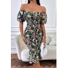 image:imagePRETTYGARDEN Summer Floral Bodycon Midi Dresses 2026 Puff Sleeve Mermaid Cocktail Baby Shower Photoshoot Maternity DressFloral Black Green Red