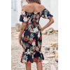 image:imagePRETTYGARDEN Summer Floral Bodycon Midi Dresses 2026 Puff Sleeve Mermaid Cocktail Baby Shower Photoshoot Maternity DressFloral Black Red