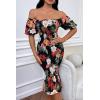 image:imagePRETTYGARDEN Summer Floral Bodycon Midi Dresses 2026 Puff Sleeve Mermaid Cocktail Baby Shower Photoshoot Maternity DressFloral Black Red