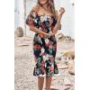 image:imagePRETTYGARDEN Summer Floral Bodycon Midi Dresses 2026 Puff Sleeve Mermaid Cocktail Baby Shower Photoshoot Maternity DressFloral Black Red