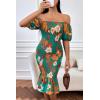 image:imagePRETTYGARDEN Summer Floral Bodycon Midi Dresses 2026 Puff Sleeve Mermaid Cocktail Baby Shower Photoshoot Maternity DressFloral Green Orange