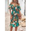 image:imagePRETTYGARDEN Summer Floral Bodycon Midi Dresses 2026 Puff Sleeve Mermaid Cocktail Baby Shower Photoshoot Maternity DressFloral Green Orange