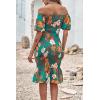 image:imagePRETTYGARDEN Summer Floral Bodycon Midi Dresses 2026 Puff Sleeve Mermaid Cocktail Baby Shower Photoshoot Maternity DressFloral Green Orange
