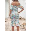 image:imagePRETTYGARDEN Summer Floral Bodycon Midi Dresses 2026 Puff Sleeve Mermaid Cocktail Baby Shower Photoshoot Maternity DressFloral Light Green White