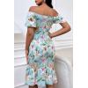 image:imagePRETTYGARDEN Summer Floral Bodycon Midi Dresses 2026 Puff Sleeve Mermaid Cocktail Baby Shower Photoshoot Maternity DressFloral Light Green White