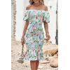 image:imagePRETTYGARDEN Summer Floral Bodycon Midi Dresses 2026 Puff Sleeve Mermaid Cocktail Baby Shower Photoshoot Maternity DressFloral Light Green White