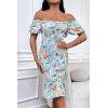 image:imagePRETTYGARDEN Summer Floral Bodycon Midi Dresses 2026 Puff Sleeve Mermaid Cocktail Baby Shower Photoshoot Maternity DressFloral Light Green White