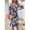 image:imagePRETTYGARDEN Summer Floral Bodycon Midi Dresses 2026 Puff Sleeve Mermaid Cocktail Baby Shower Photoshoot Maternity DressFloral Navy White