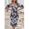 image:imagePRETTYGARDEN Summer Floral Bodycon Midi Dresses 2026 Puff Sleeve Mermaid Cocktail Baby Shower Photoshoot Maternity DressFloral Navy White