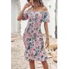 image:imagePRETTYGARDEN Summer Floral Bodycon Midi Dresses 2026 Puff Sleeve Mermaid Cocktail Baby Shower Photoshoot Maternity DressFloral Pink Green Apricot