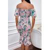 image:imagePRETTYGARDEN Summer Floral Bodycon Midi Dresses 2026 Puff Sleeve Mermaid Cocktail Baby Shower Photoshoot Maternity DressFloral Pink Green Apricot