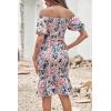 image:imagePRETTYGARDEN Summer Floral Bodycon Midi Dresses 2026 Puff Sleeve Mermaid Cocktail Baby Shower Photoshoot Maternity DressFloral Pink Green Apricot