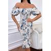 image:imagePRETTYGARDEN Summer Floral Bodycon Midi Dresses 2026 Puff Sleeve Mermaid Cocktail Baby Shower Photoshoot Maternity DressFloral White Blue