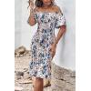 image:imagePRETTYGARDEN Summer Floral Bodycon Midi Dresses 2026 Puff Sleeve Mermaid Cocktail Baby Shower Photoshoot Maternity DressFloral White Blue
