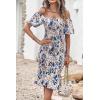 image:imagePRETTYGARDEN Summer Floral Bodycon Midi Dresses 2026 Puff Sleeve Mermaid Cocktail Baby Shower Photoshoot Maternity DressFloral White Blue