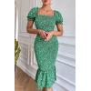 image:imagePRETTYGARDEN Summer Floral Bodycon Midi Dresses 2026 Puff Sleeve Mermaid Cocktail Baby Shower Photoshoot Maternity DressGreen