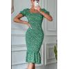 image:imagePRETTYGARDEN Summer Floral Bodycon Midi Dresses 2026 Puff Sleeve Mermaid Cocktail Baby Shower Photoshoot Maternity DressGreen