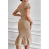 image:imagePRETTYGARDEN Summer Floral Bodycon Midi Dresses 2026 Puff Sleeve Mermaid Cocktail Baby Shower Photoshoot Maternity DressKhaki